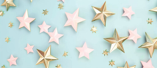 Obraz premium Multi-colored stars on a blue background. 