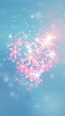 Heart consisting of snowflakes on a blue background
