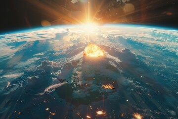 Atomic explosion on planet earth, bomb blast