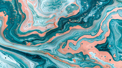 Swirling Turquoise and Copper Abstract Art