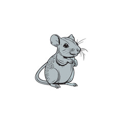 a drawing of a mouse with a collar that says mouse on it.
