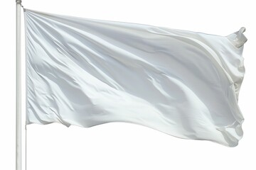 Blank white flag waving against clear sky