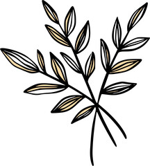 Naklejka premium Leaves sketch branch, vintage line art vector