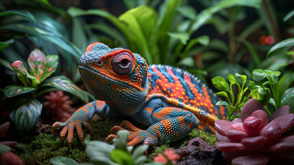 Reptile Care Essentials: A reptile enthusiast tends to their scaly companions, arranging heat lamps, UVB bulbs, and terrarium decorations to create a naturalistic habitat. From tem