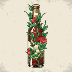 Wine bottle vintage logotype colorful