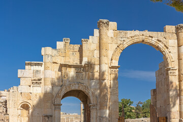 Ancient Gate South at ruins of Jerash.. Jordan.