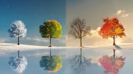 Fotobehang Four seasons of the year - autumn, winter, spring and summer © Олег Фадеев