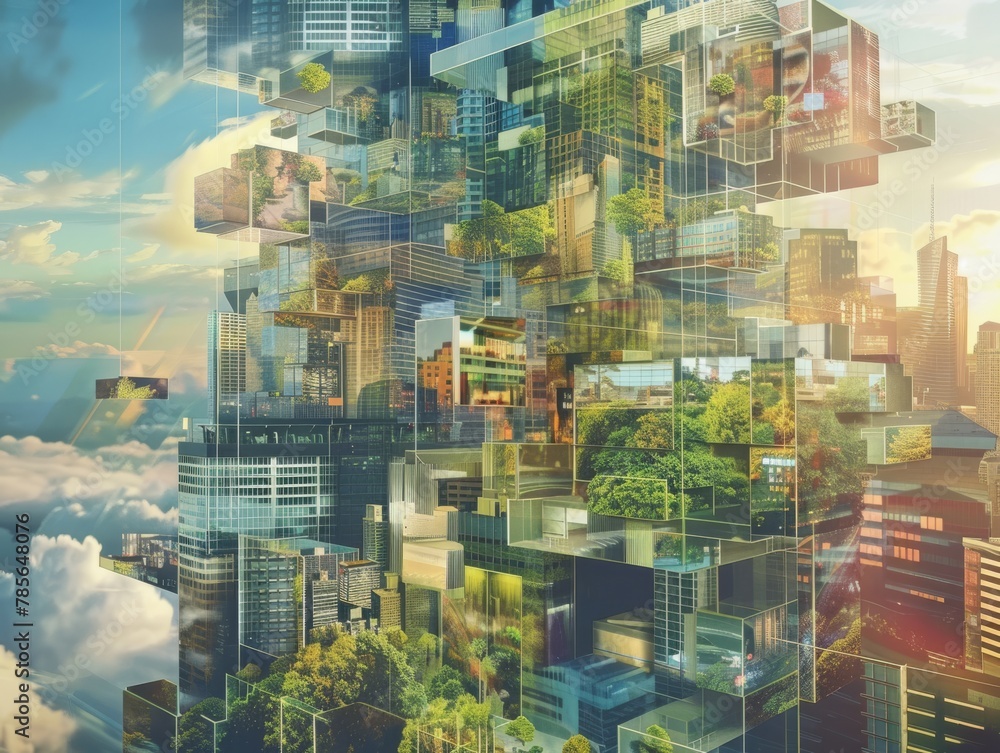 Poster creative vision unfolds: a diverse array of ideas taking shape in abstract collage