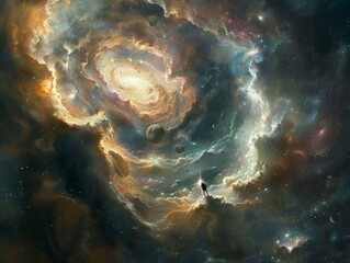 Cosmic Entity Witnessing the Emergence ofNew Universe - Celestial Creation Artwork