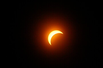 Partial Solar Eclipse, Between First and Second Contacts, Sun Seen with Solar Filter, April 8, 2024, Dublin, Ohio