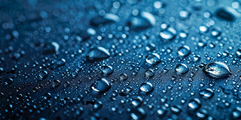 Close-up of Water Droplets on a Dark Shiny Surface - Texture Background - obrazy, fototapety, plakaty