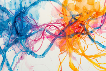 Vibrant Abstract Watercolor Painting with Dynamic Color Splashes