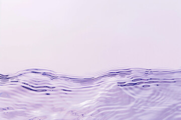 Flat lay water texture ripple pastel lilac background. Spa, cosmetics or summer concept - 785650047