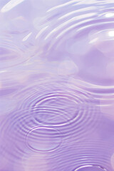 Flat lay water texture ripple pastel lilac background. Spa, cosmetics or summer concept - 785650083