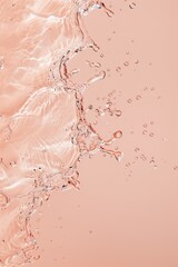 Flat lay water texture wavy peach fuzz background. Spa, cosmetics or summer concept - 785650291
