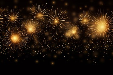 Fototapeta premium Fireworks shining sparks. Fireworks explosions object for festival background. Celebrate Lighting effect isolated illustration. High quality photo