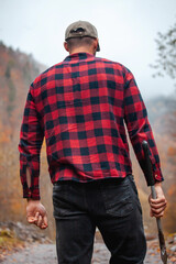 Handsome Strong Young Man in Plaid Shirt - 785650489