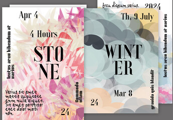 A4 Flyer With Transparent Overlapping Shapes Creating Vector Watercolor Effect Art Event Template