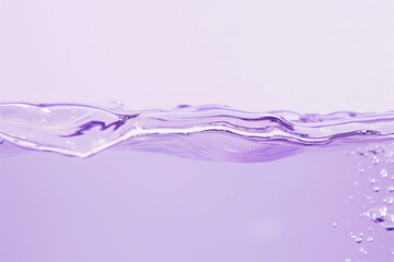 Flat lay water texture ripple pastel lilac background. Spa, cosmetics or summer concept