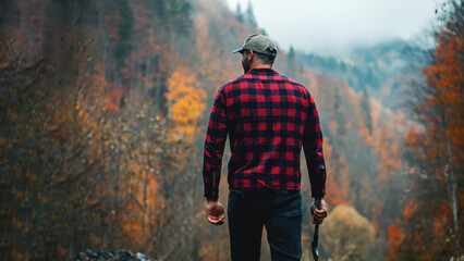 Handsome Strong Young Man in Plaid Shirt - 785650851