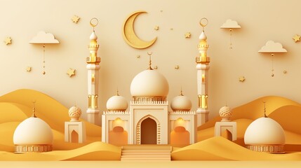 a white and gold building with a crescent on top of it