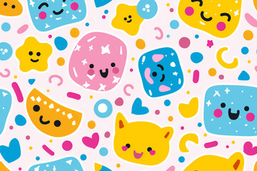 Fototapeta premium Colorful Pattern Featuring a Variety of Faces