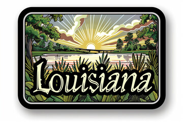 Louisiana Wetlands Scenic Sunrise Illustration