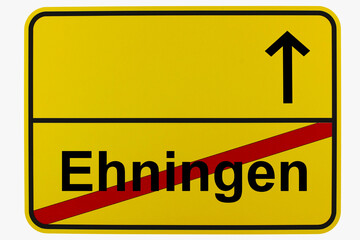 Illustration eines Ortsausgangsschildes von Ehningen in Baden-Württemberg - obrazy, fototapety, plakaty