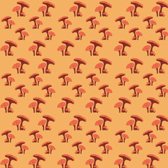 Background for textile design from seamless forest natural pattern with mushrooms.