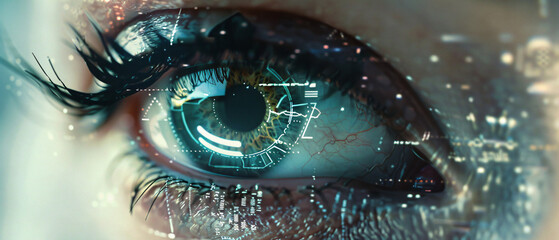 Cyber surveilance concept - closeup of human eye