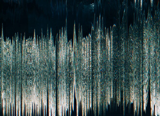 Monitor glitch. Color distortion. White color analog technical artifact display error fuzzy wave grain texture dirt stain retro dark black abstract background.