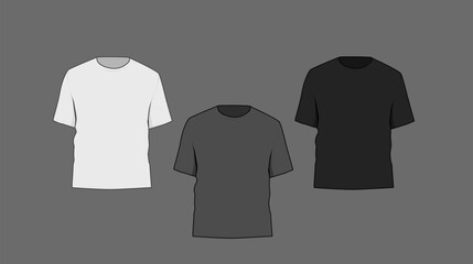 Basic male t-shirt mockup. Front and back view. Blank textile print template for fashion clothing.