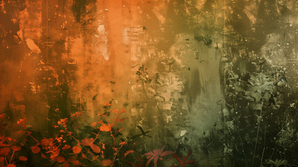 Burnt orange and moss green, abstract background, styled for warm contrast and an autumnal ambiance