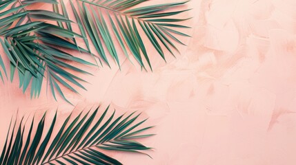 Fototapeta na wymiar Tropical Palm Leaves on Pastel Background