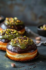 Three Chocolate-covered Donuts With Sprinkles