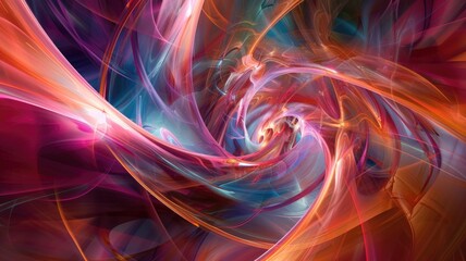 Fototapeta premium image of flowing, colorful ribbons that twist and turn, forming a path through an abstract space are visualized as tangible, colorful ribbons weaving through the air