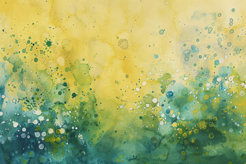 Watercolor Painting with Yellow Base and White Dots