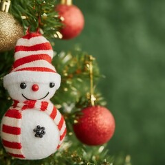 Fototapeta na wymiar christmas tree with snowman