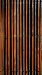 Vertical Brown Slats Background, Close-Up Shot