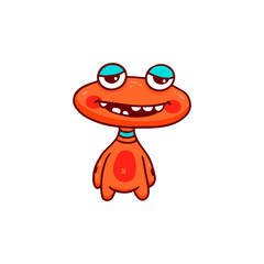 Cute cartoon orange monster on white background. Monster Icon. Funny Alien. Doodle monster.