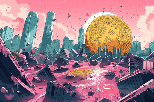 bitcoin crash concept illustration