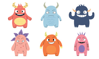 Set of cute monsters character design