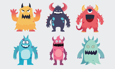 Collection of cute monsters character design