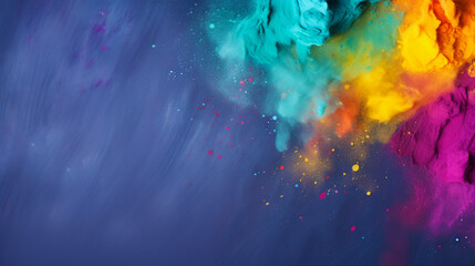 Freeze motion of colored dust explosion isolated on black background
