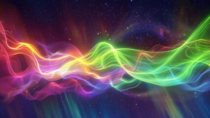 aurora that sings, turning sound into visible, colorful waves that dance in the sky - obrazy, fototapety, plakaty