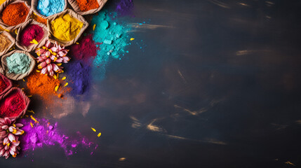 Freeze motion of colored dust explosion isolated on black background
