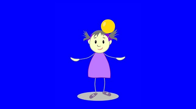 Girl Kid cartoon blue screen video