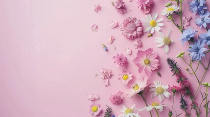 Summer wildflowers on pastel background - obrazy, fototapety, plakaty