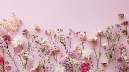 Summer wildflowers on pastel background - obrazy, fototapety, plakaty