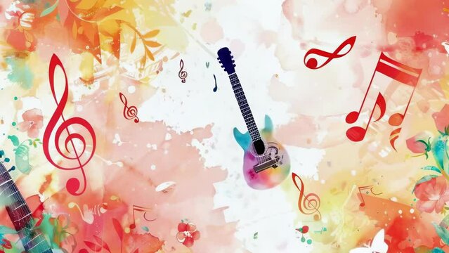 A musical score background with watercolor floral accents, signifying the harmonious blend of art and music, evoking emotions and creativity.